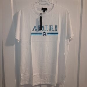 BNWT AMIRI White and Blue Short Sleeve Tee